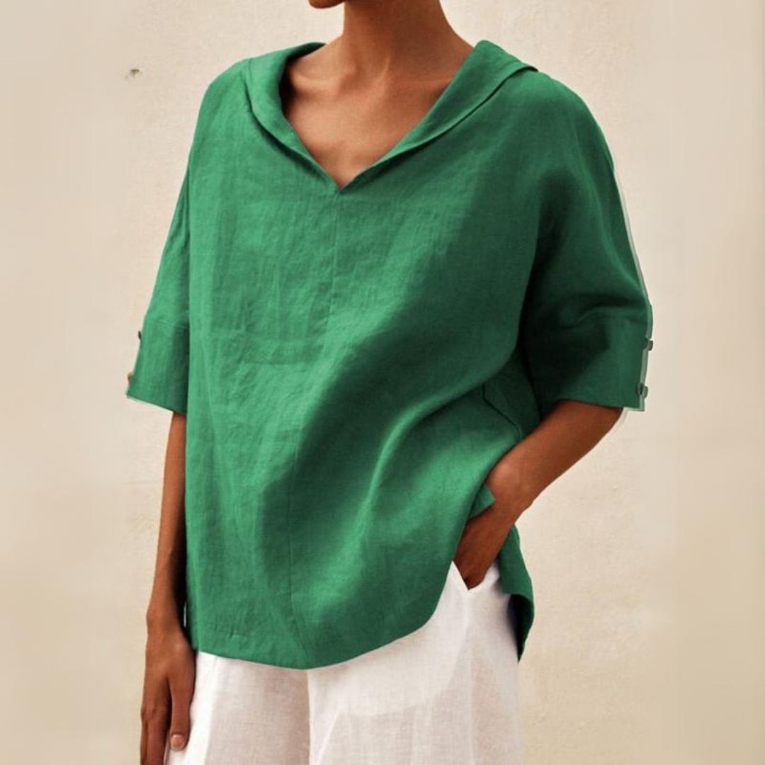 Renee™ - Camisa Casual de Lino con Cuello en V para Mujeres