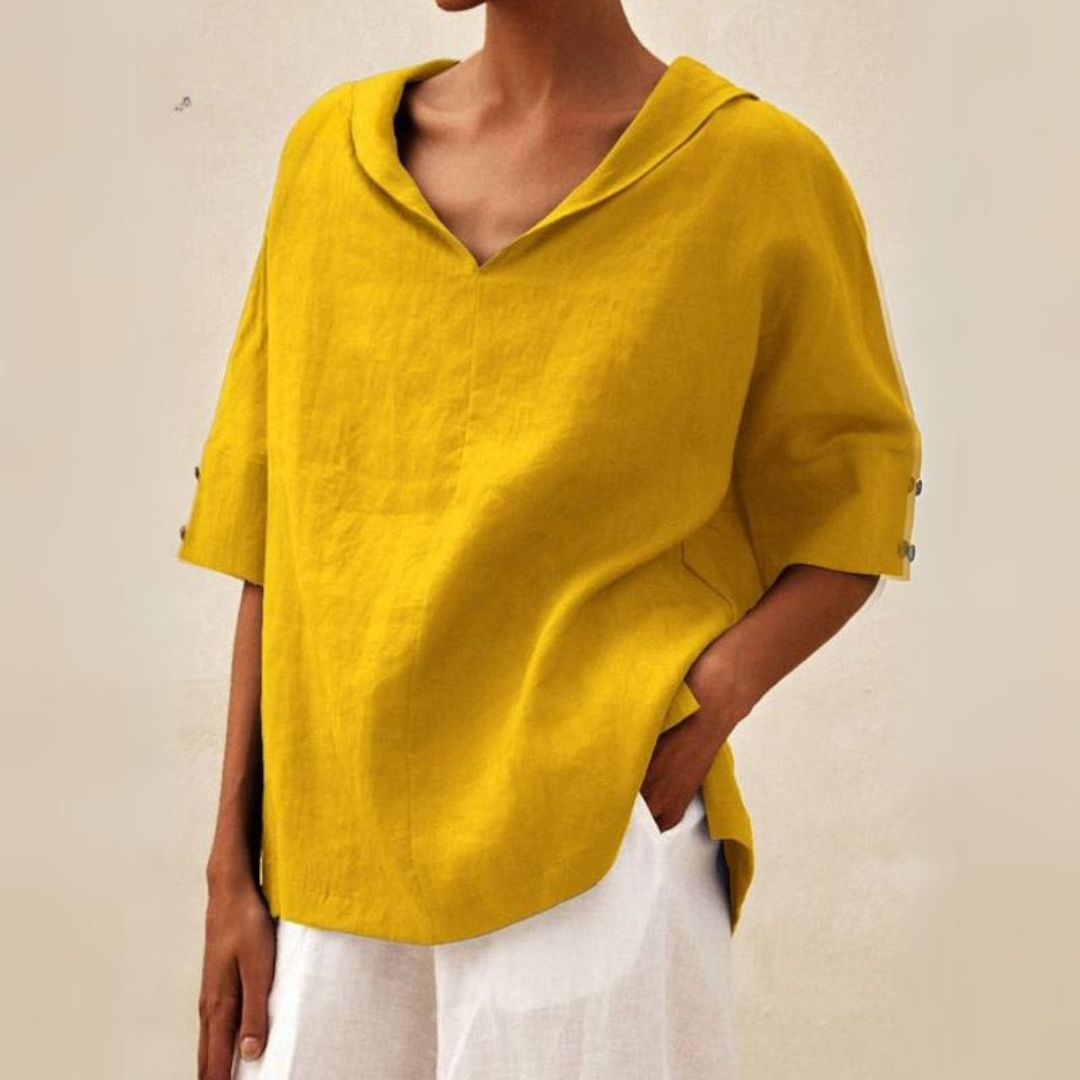 Renee™ - Camisa Casual de Lino con Cuello en V para Mujeres