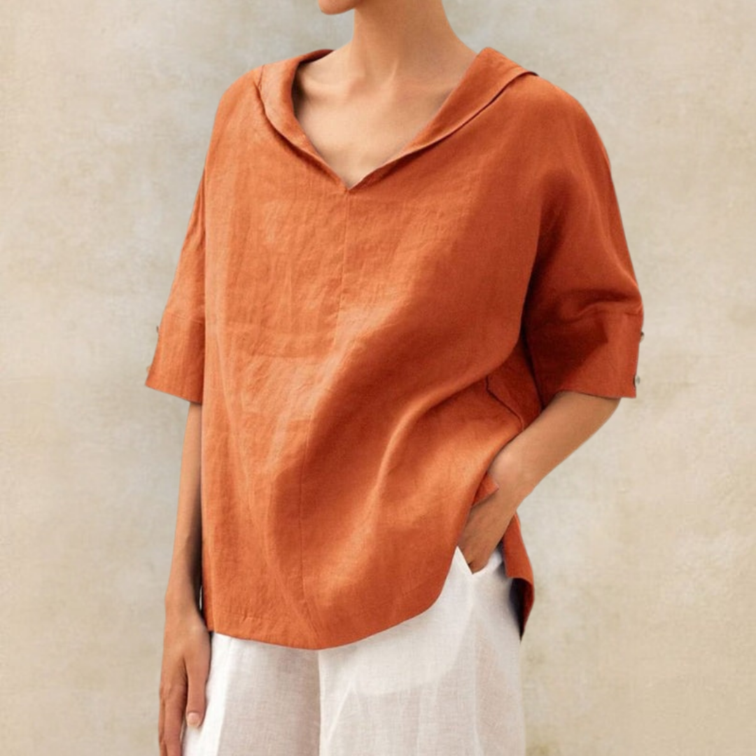Renee™ - Camisa Casual de Lino con Cuello en V para Mujeres