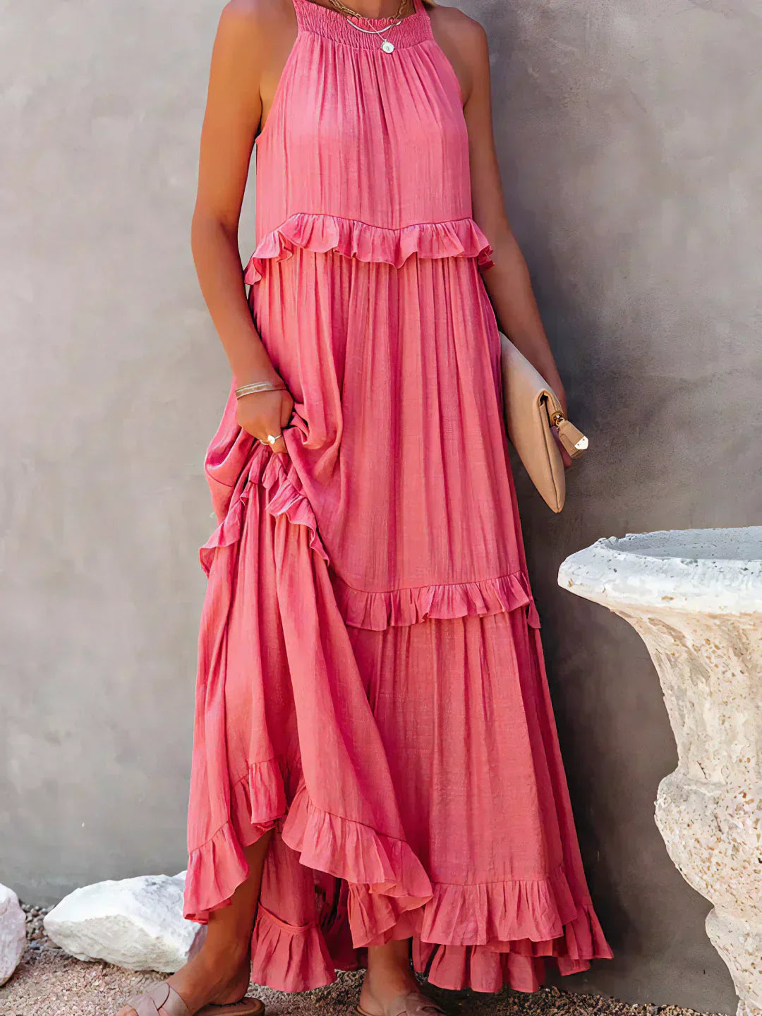 Emily™ | Vestido Maxi con Volantes y Cuello Halter (Casi agotado)
