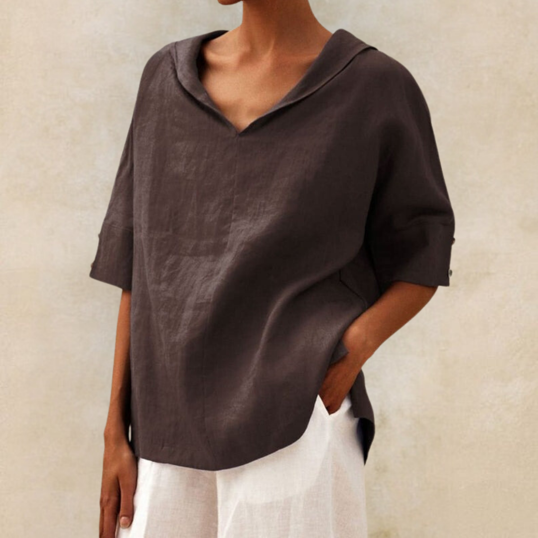 Renee™ - Camisa Casual de Lino con Cuello en V para Mujeres