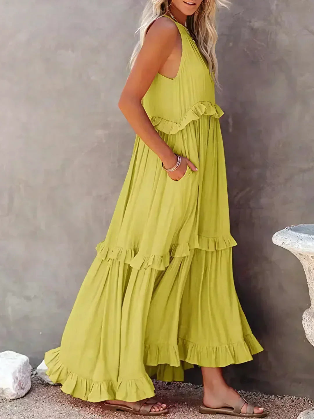 Emily™ | Vestido Maxi con Volantes y Cuello Halter (Casi agotado)