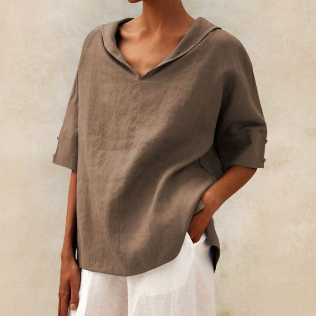 Renee™ - Camisa Casual de Lino con Cuello en V para Mujeres