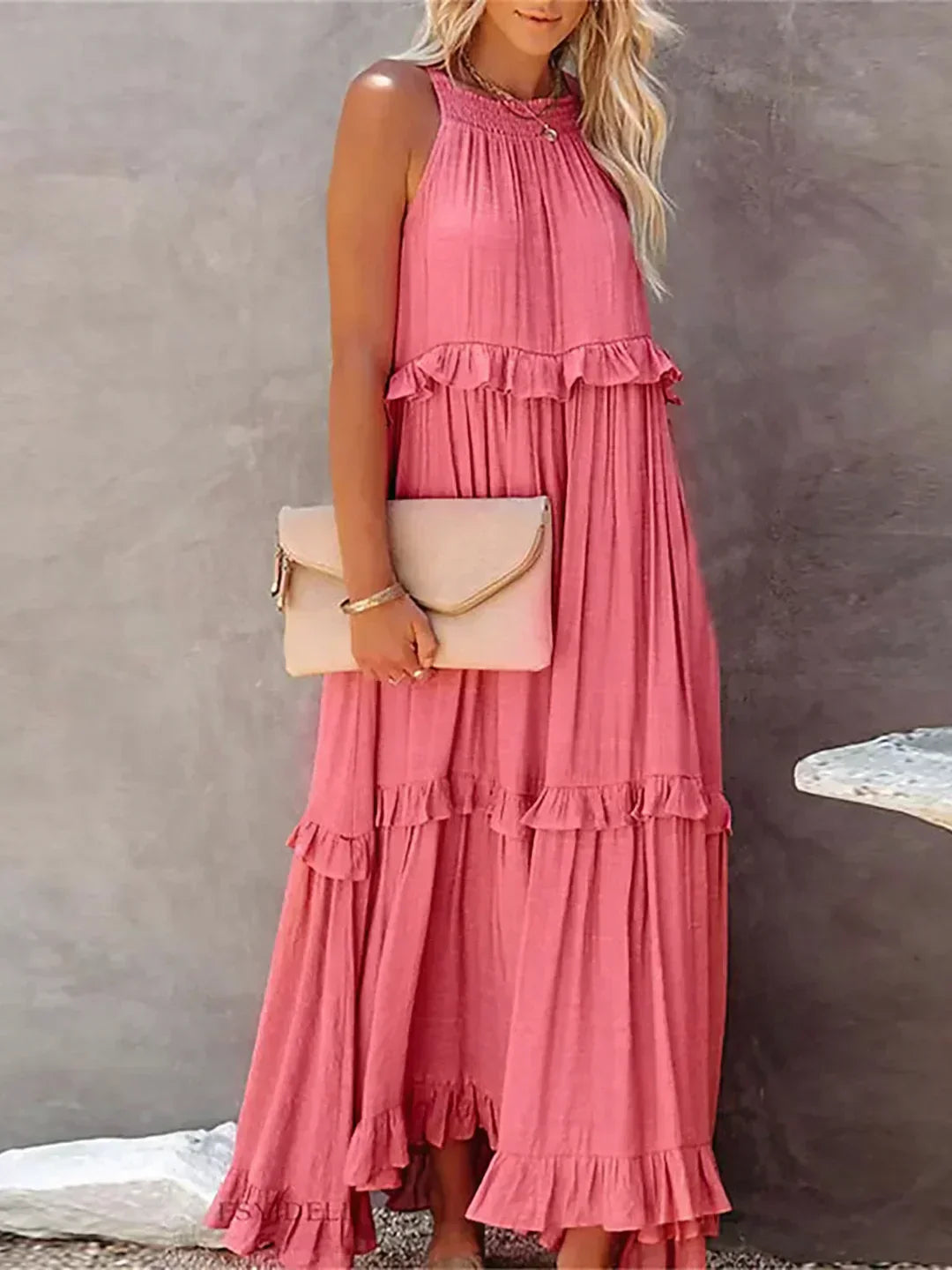 Emily™ | Vestido Maxi con Volantes y Cuello Halter (Casi agotado)