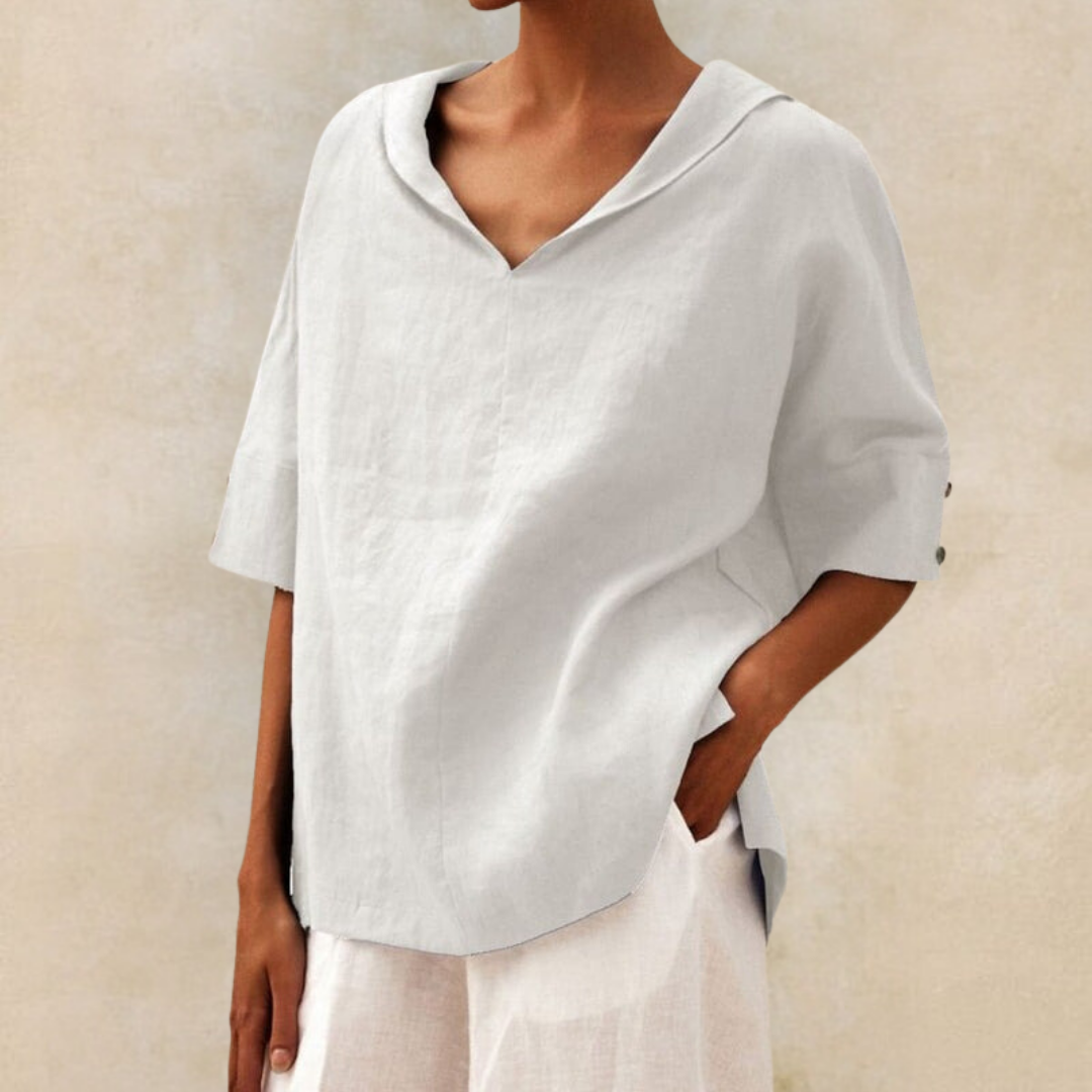 Renee™ - Camisa Casual de Lino con Cuello en V para Mujeres