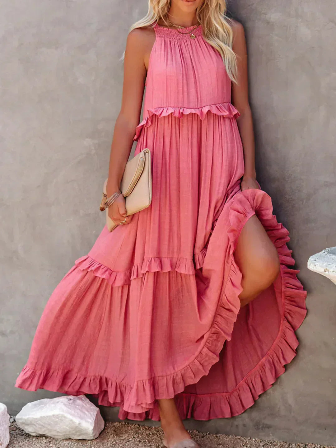 Emily™ | Vestido Maxi con Volantes y Cuello Halter (Casi agotado)