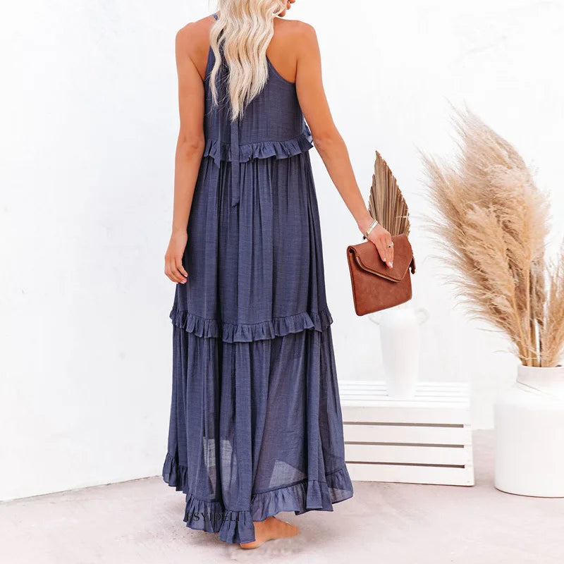 Emily™ | Vestido Maxi con Volantes y Cuello Halter (Casi agotado)