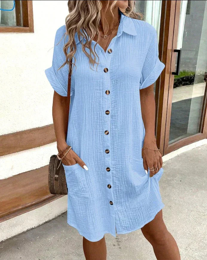 Vestido Polo Elegante Celest (Stock Limitado)
