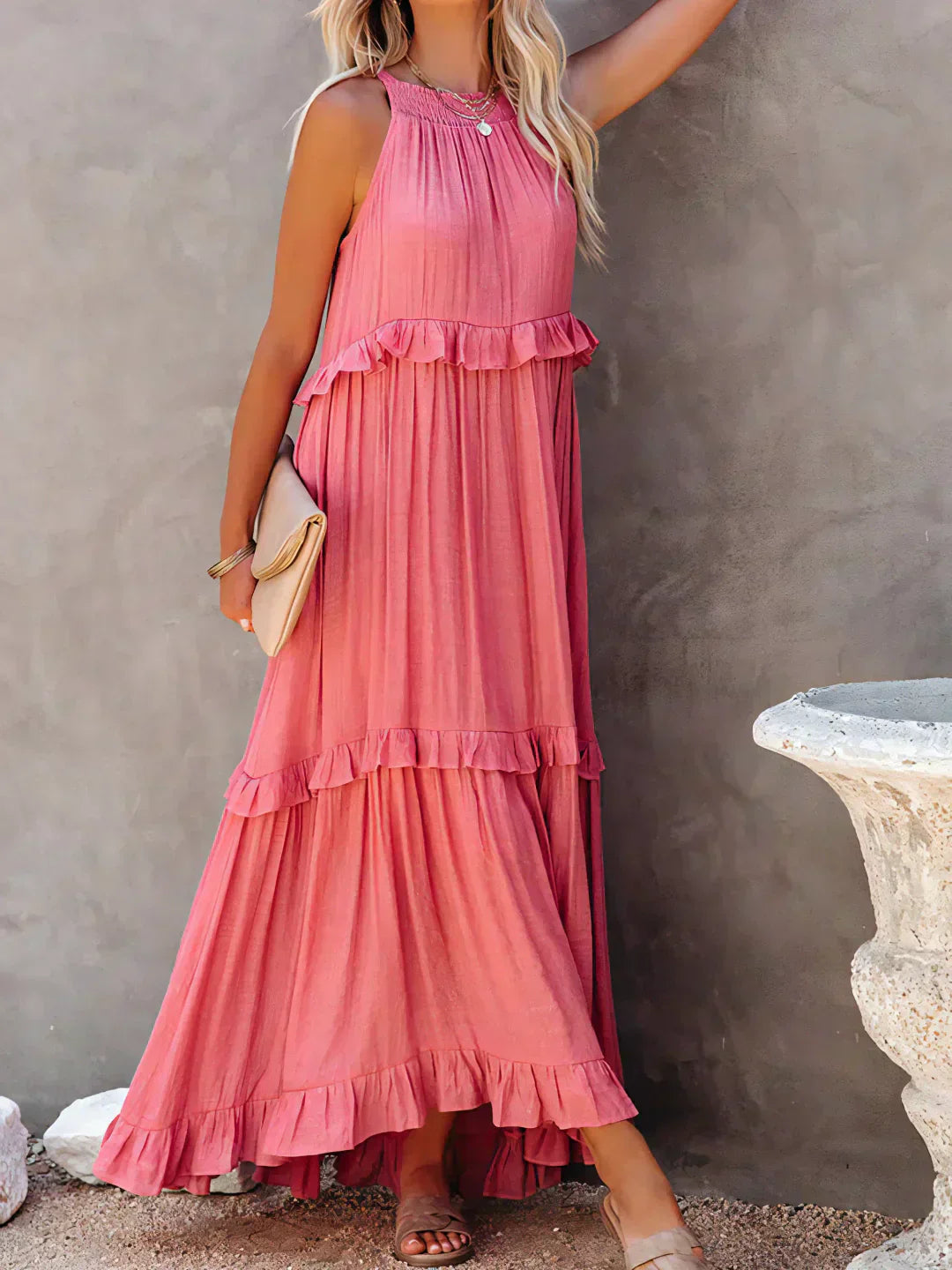 Emily™ | Vestido Maxi con Volantes y Cuello Halter (Casi agotado)