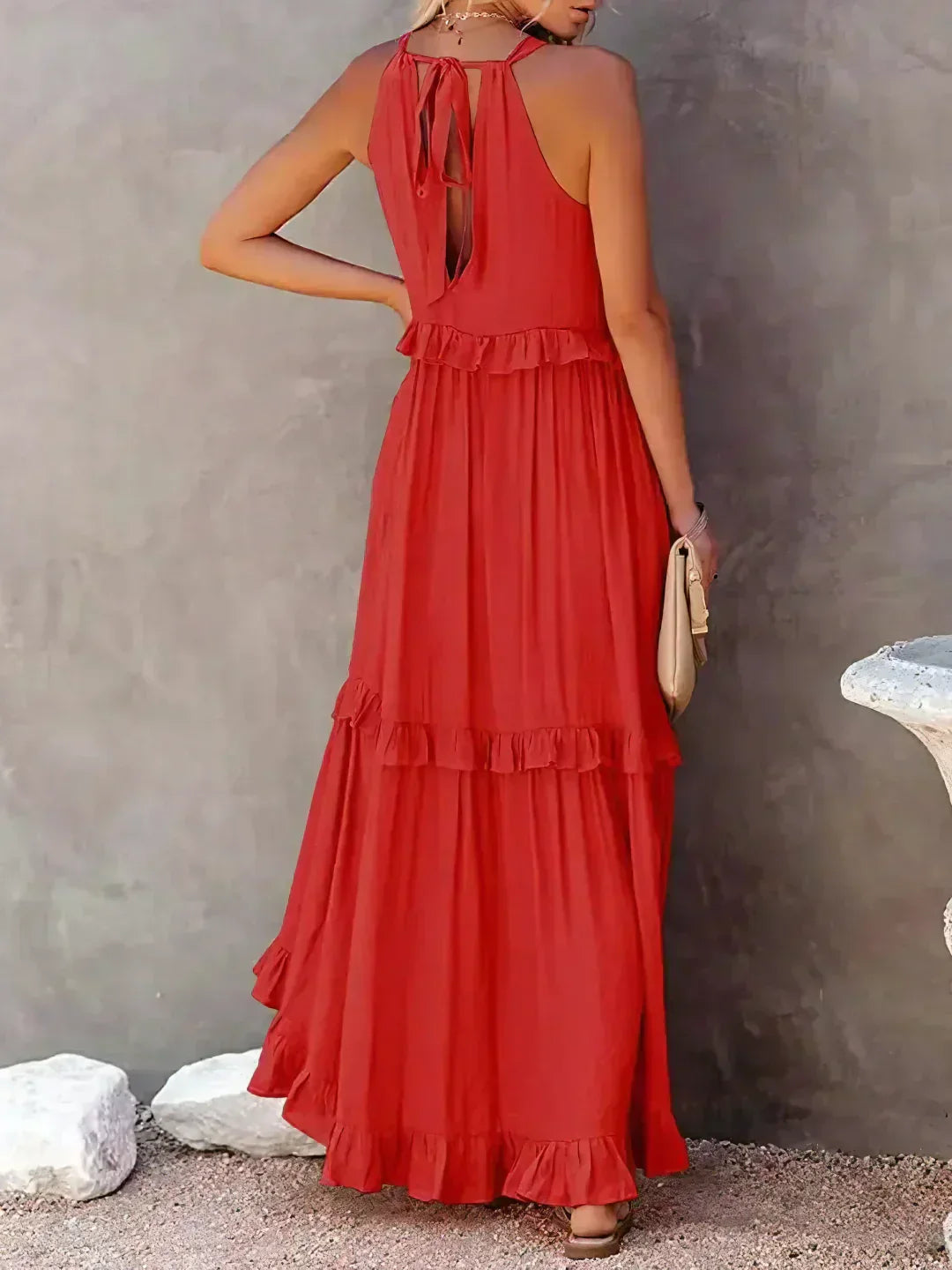 Emily™ | Vestido Maxi con Volantes y Cuello Halter (Casi agotado)