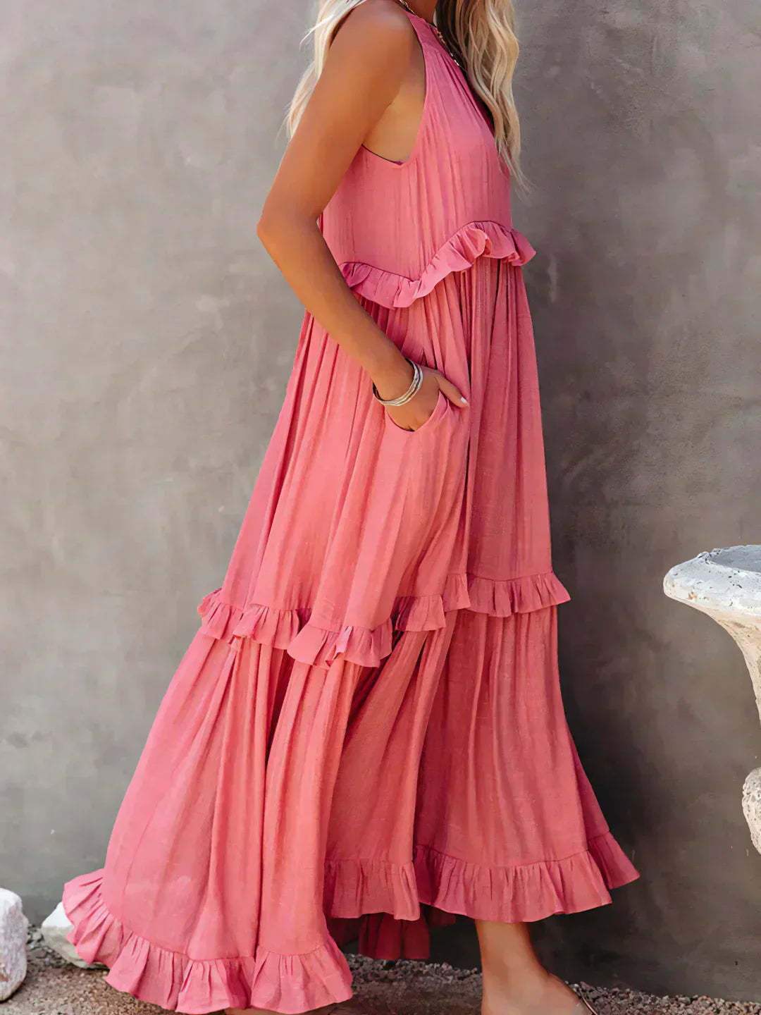 Emily™ | Vestido Maxi con Volantes y Cuello Halter (Casi agotado)