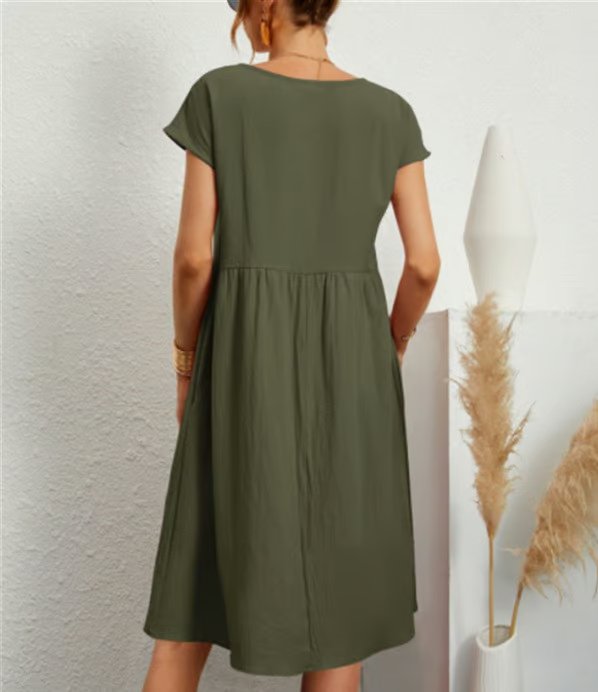 VESTIDO SIN MANGAS DE ALGODÓN-LINO CON BOLSILLO