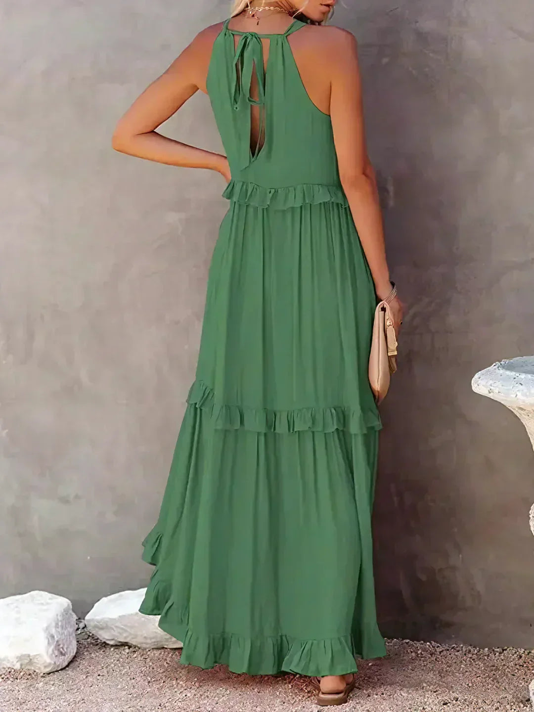Emily™ | Vestido Maxi con Volantes y Cuello Halter (Casi agotado)