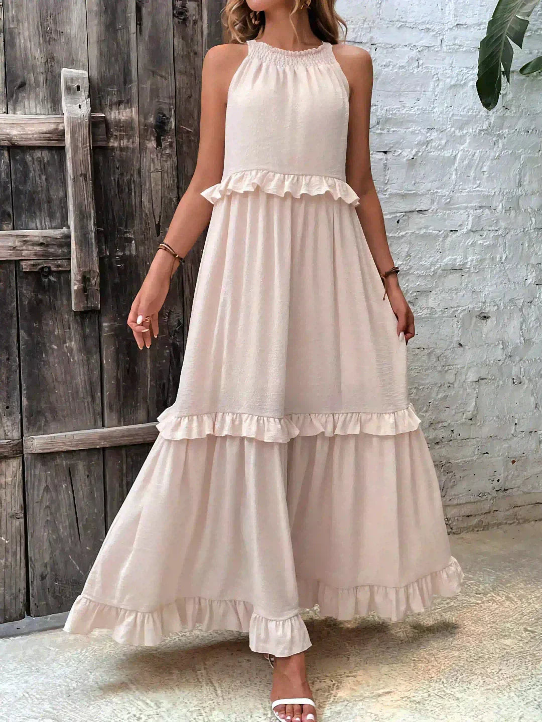 Emily™ | Vestido Maxi con Volantes y Cuello Halter (Casi agotado)