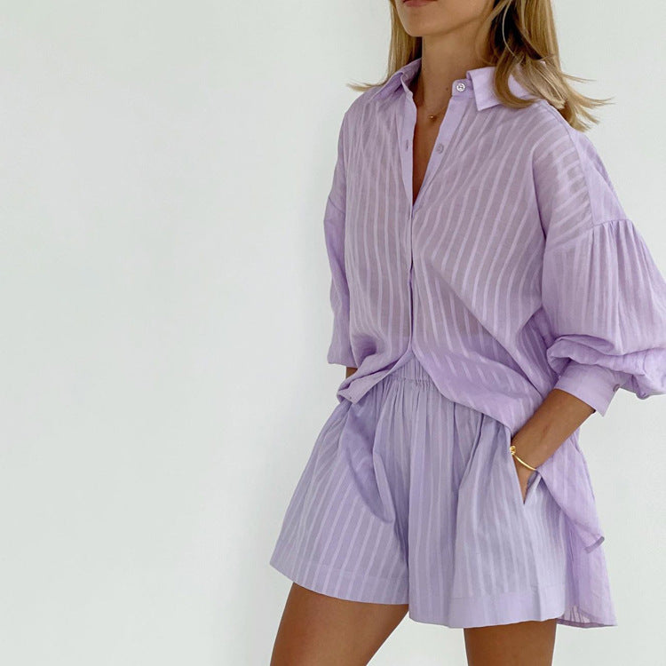 Liliane™ | Conjunto de Camisa Abotonada y Shorts Chic y Fresco