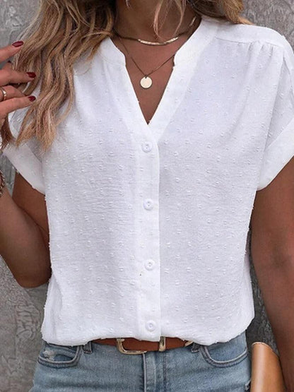 Leilani™ - TOP con puntos suizos blancos y botones