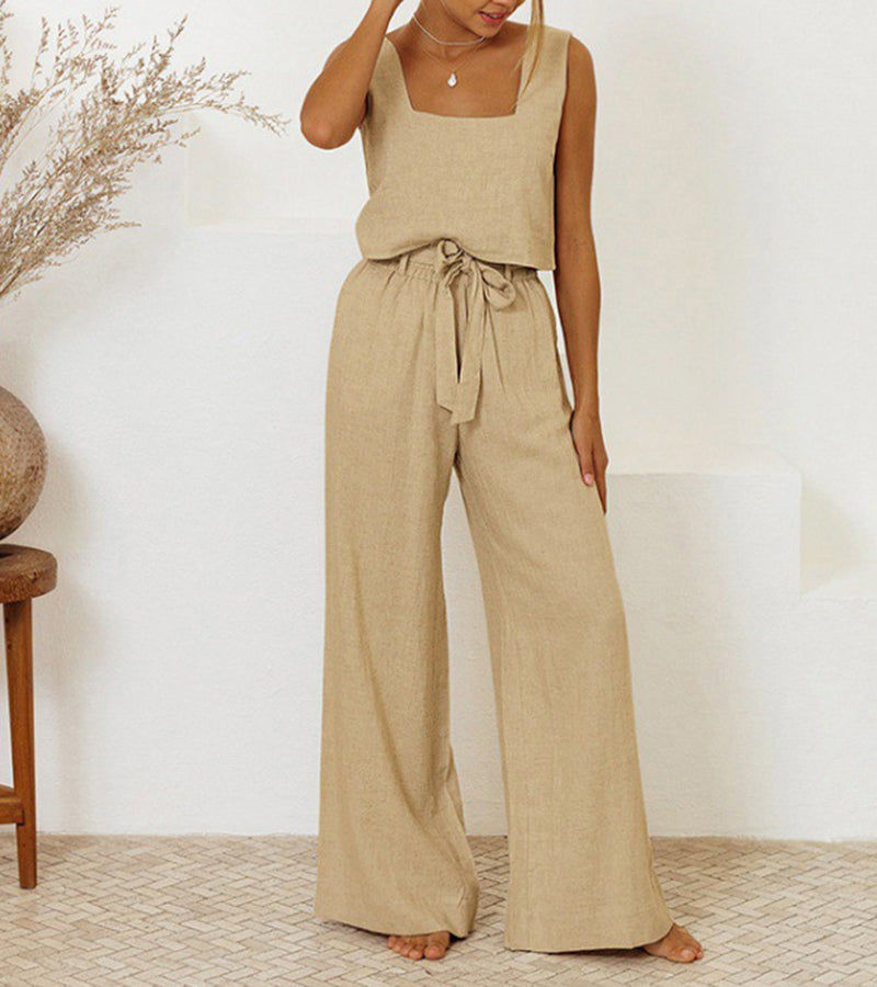 Evelyne™ | Conjunto de Top Minimalista de Lujo y Pantalones de Pierna Ancha