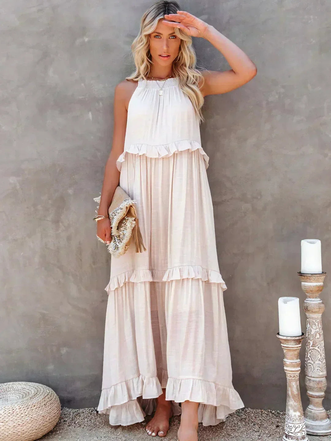 Emily™ | Vestido Maxi con Volantes y Cuello Halter (Casi agotado)
